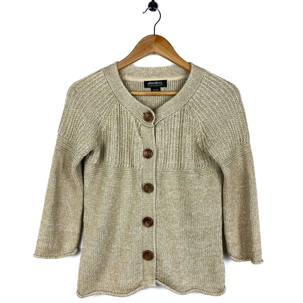 Eddie Bauer Linen/Cotton Blend Cardigan Sweater S